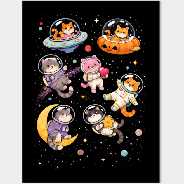 Space Cats Adventure Wall Art by Champanie's Store