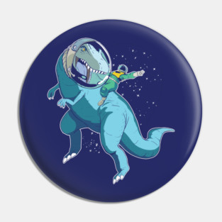 Astronaut riding T-Rex Pin