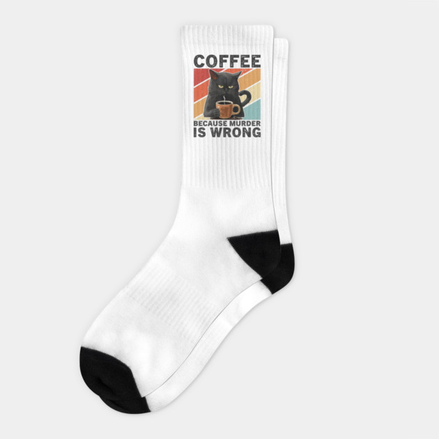 Coffee Because Murder Is Wrong Grumpy Cat Funny Socks by ArtistTee ⭐⭐⭐⭐⭐