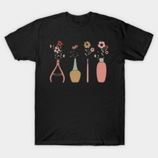 Flower Technician Nail Salon Retro Wildflower Floral Nail Tech Nail T-Shirt