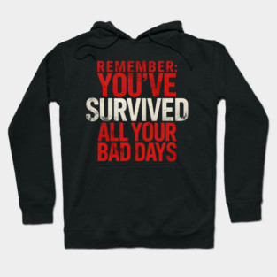 Inspirational Red and White "Survivor" Design Hoodie