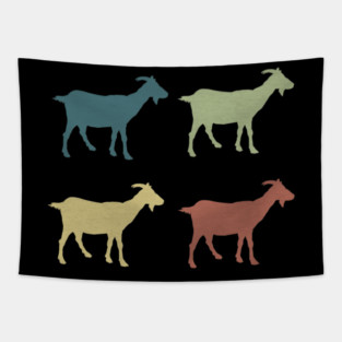 Retro Goat Silhouette Goats Love Tapestry