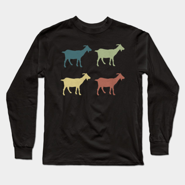 Retro Goat Silhouette Goats Love Long Sleeve T-Shirt by yangho