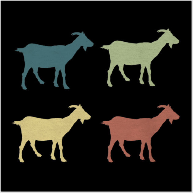 Retro Goat Silhouette Goats Love Wall Art by yangho
