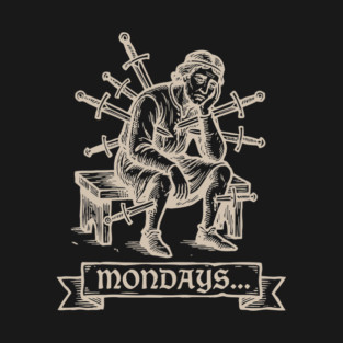 Mondays - Funny Stabbed Man Medieval Meme (Cream Ink) T-Shirt