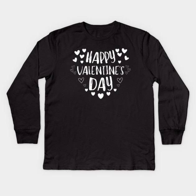 Happy Valentine’s Day Kids Long Sleeve T-Shirt by Creatifly Graphic Tees