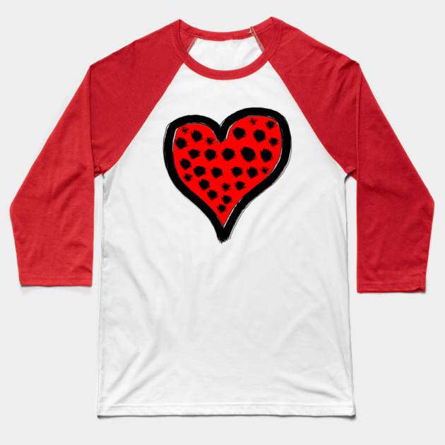 Spotted Heart Love Baseball T-Shirt by Creatifly Graphic Tees