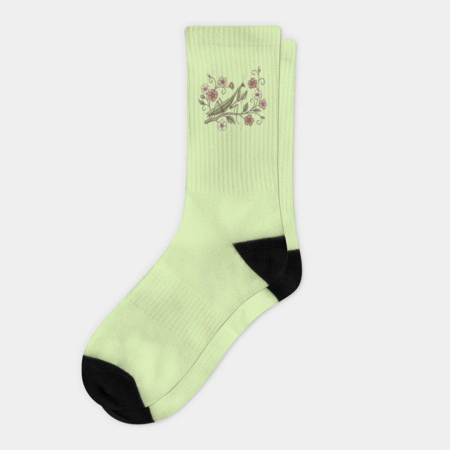 Praying Mantis Floral Nature Socks by BirdsnStuff