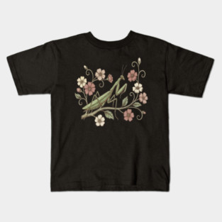 Praying Mantis Floral Nature Kids T-Shirt