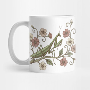 Praying Mantis Floral Nature Mug