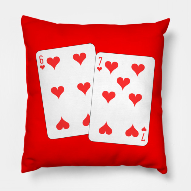 67 Playing Cards Heart - Valentine's Day Pillow by Creatifly Graphic Tees