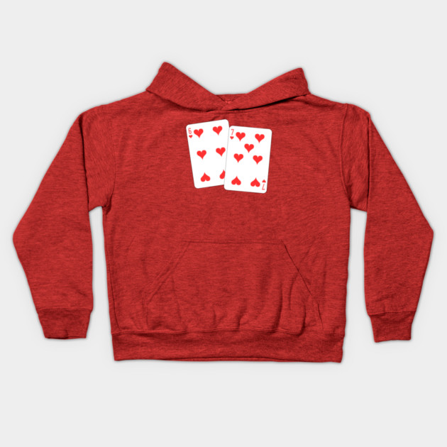 67 Playing Cards Heart - Valentine's Day Kids Hoodie by Creatifly Graphic Tees