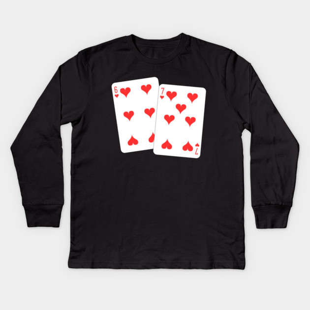 67 Playing Cards Heart - Valentine's Day Kids Long Sleeve T-Shirt by Creatifly Graphic Tees