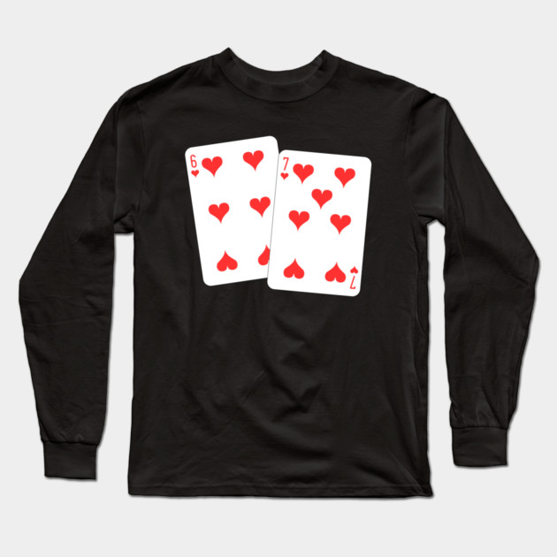 67 Playing Cards Heart - Valentine's Day Long Sleeve T-Shirt by Creatifly Graphic Tees