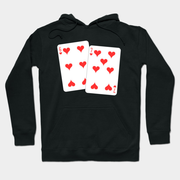 67 Playing Cards Heart - Valentine's Day Hoodie by Creatifly Graphic Tees