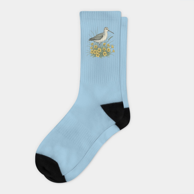 Sandpiper Coastal Botanical Art Socks by BirdsnStuff