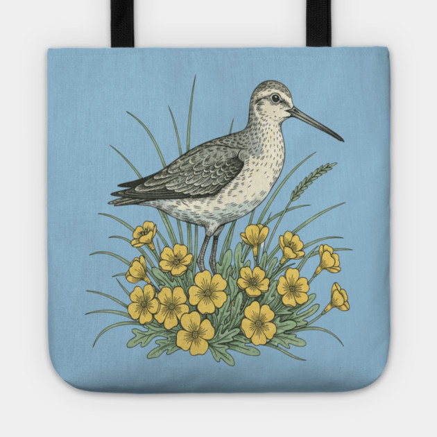 Sandpiper Coastal Botanical Art Tote by BirdsnStuff
