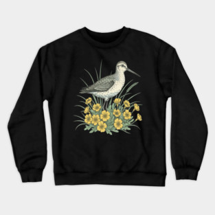Sandpiper Coastal Botanical Art Crewneck Sweatshirt