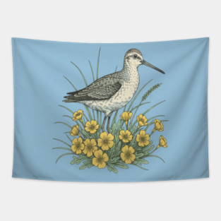 Sandpiper Coastal Botanical Art Tapestry