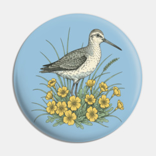 Sandpiper Coastal Botanical Art Pin