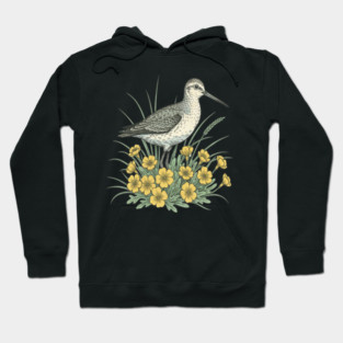 Sandpiper Coastal Botanical Art Hoodie