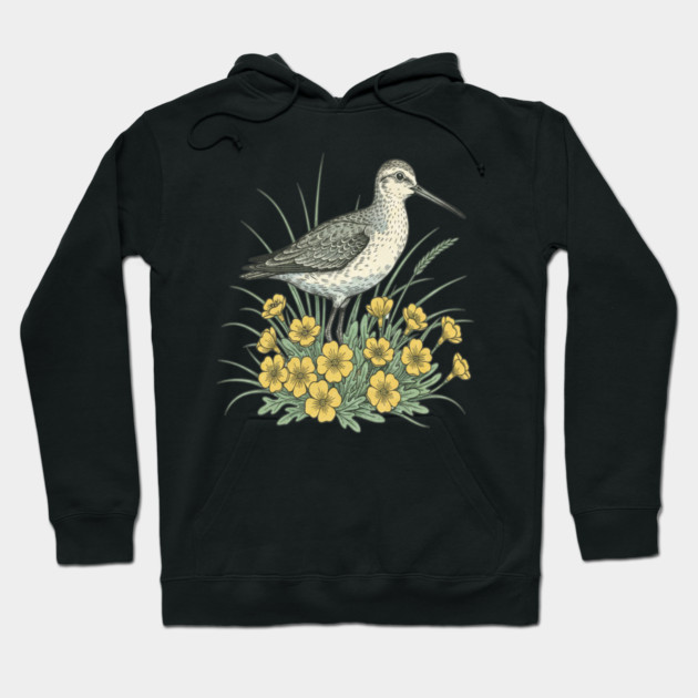 Sandpiper Coastal Botanical Art Hoodie by BirdsnStuff
