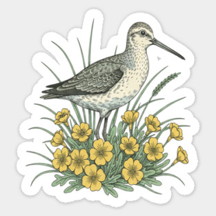 Sandpiper Coastal Botanical Art Sticker