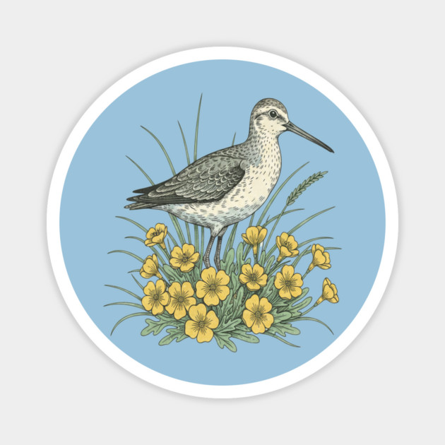 Sandpiper Coastal Botanical Art Magnet by BirdsnStuff