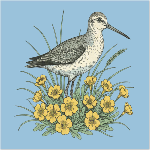 Sandpiper Coastal Botanical Art Wall Art by BirdsnStuff