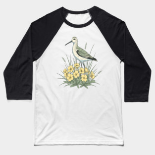 Vintage Sandpiper Seaside Floral Design Baseball T-Shirt