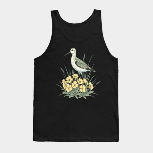 Vintage Sandpiper Seaside Floral Design Tank Top by BirdsnStuff