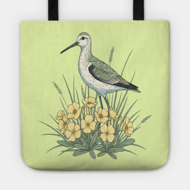 Vintage Sandpiper Seaside Floral Design Tote by BirdsnStuff