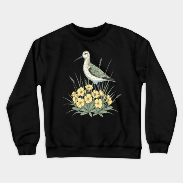 Vintage Sandpiper Seaside Floral Design Crewneck Sweatshirt by BirdsnStuff