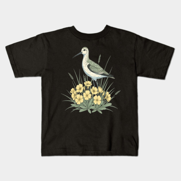 Vintage Sandpiper Seaside Floral Design Kids T-Shirt by BirdsnStuff