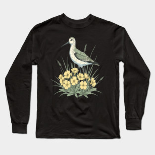 Vintage Sandpiper Seaside Floral Design Long Sleeve T-Shirt