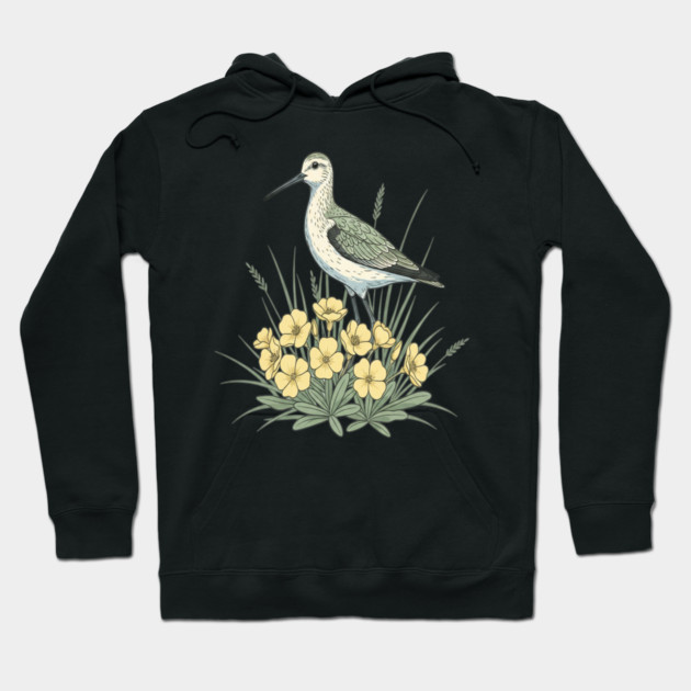 Vintage Sandpiper Seaside Floral Design Hoodie by BirdsnStuff