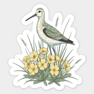 Vintage Sandpiper Seaside Floral Design Sticker
