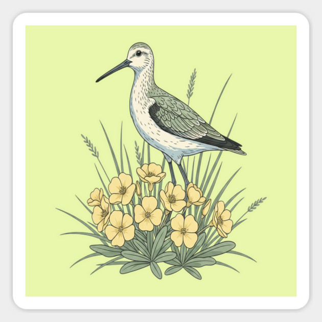 Vintage Sandpiper Seaside Floral Design Magnet by BirdsnStuff
