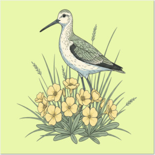 Vintage Sandpiper Seaside Floral Design Posters and Art