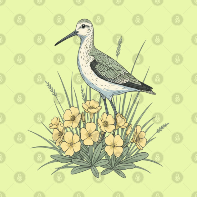 Vintage Sandpiper Seaside Floral Design by BirdsnStuff