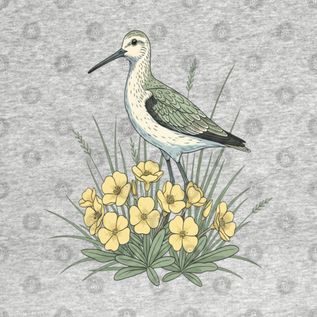 Vintage Sandpiper Seaside Floral Design by BirdsnStuff