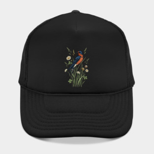 Vintage Barn Swallow Wildflower Art Hat
