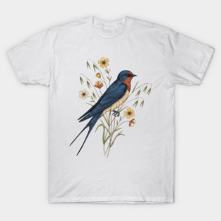 Barn Swallow Naturalist Botanical Art T-Shirt