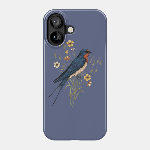 Barn Swallow Naturalist Botanical Art Phone Case by BirdsnStuff