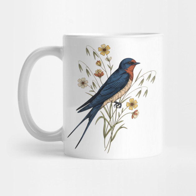 Barn Swallow Naturalist Botanical Art by BirdsnStuff