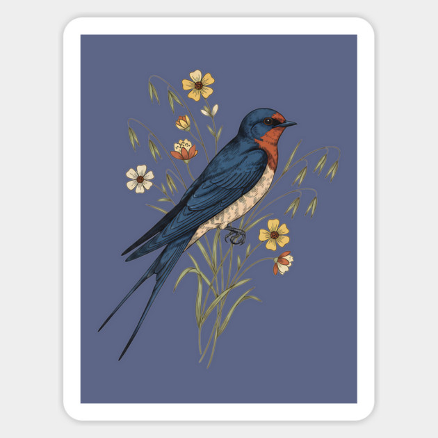 Barn Swallow Naturalist Botanical Art Magnet by BirdsnStuff
