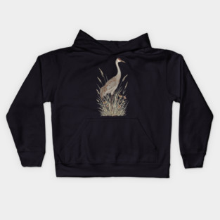 Vintage Sandhill Crane Nature Art Kids Hoodie