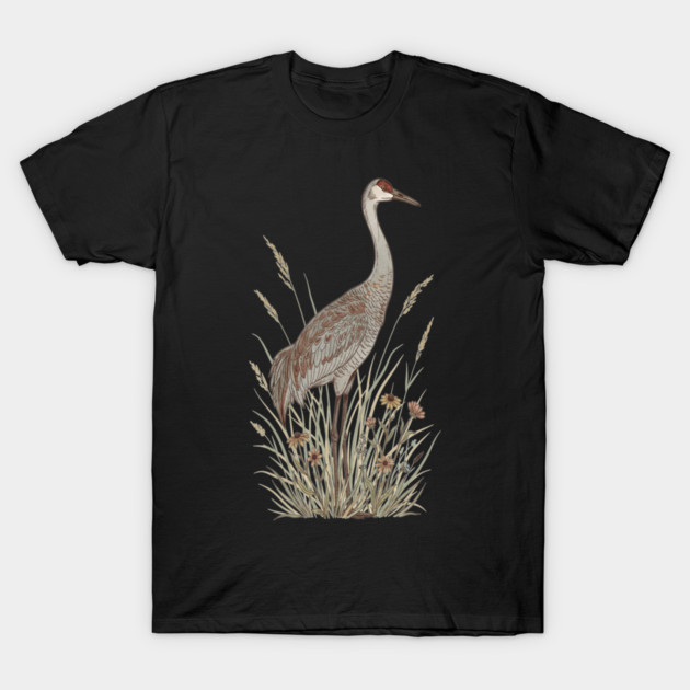 Vintage Sandhill Crane Nature Art T-Shirt by BirdsnStuff