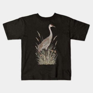Vintage Sandhill Crane Nature Art Kids T-Shirt