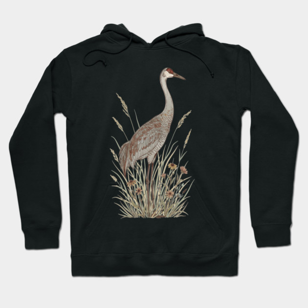 Vintage Sandhill Crane Nature Art Hoodie by BirdsnStuff